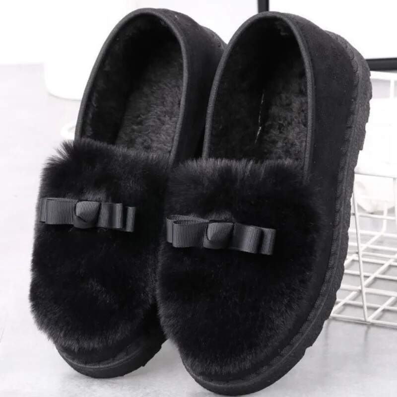 Őszi és téli gyapjúcipő plusz bársony pamut cipő Alkalmi pamut papucs Női mélyen dekoltált babcipő csúszócipő