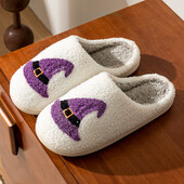 Helovīna violeta modes raganu cepure sieviešu čības iekštelpu komforta čības ziemas guļamistaba silta mīksta zole pretslīdēšanas cēloņsakarības apavi