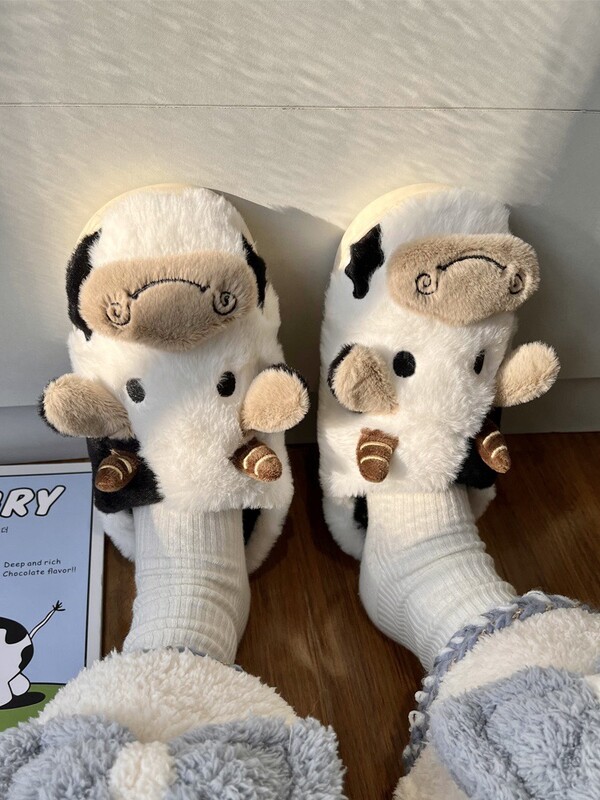 kravlje papuče slatke mekane jastučići cipele za dvoranu 3D dizajn žene muške veličine tobogani