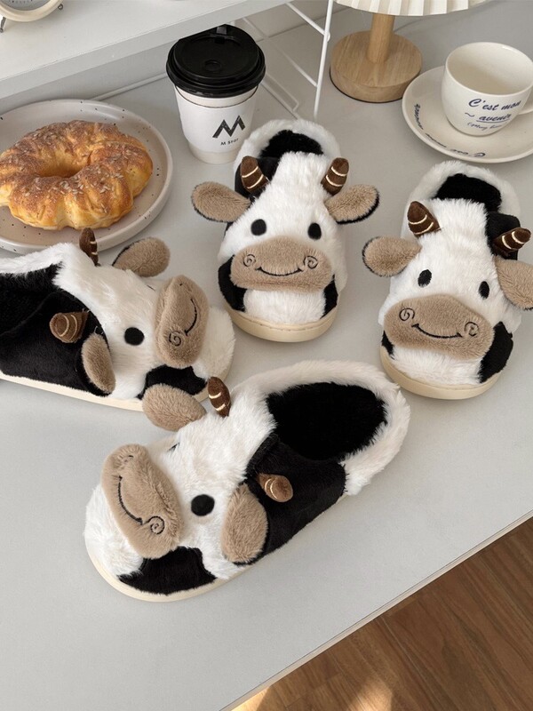 kravlje papuče slatke mekane jastučići cipele za dvoranu 3D dizajn žene muške veličine tobogani
