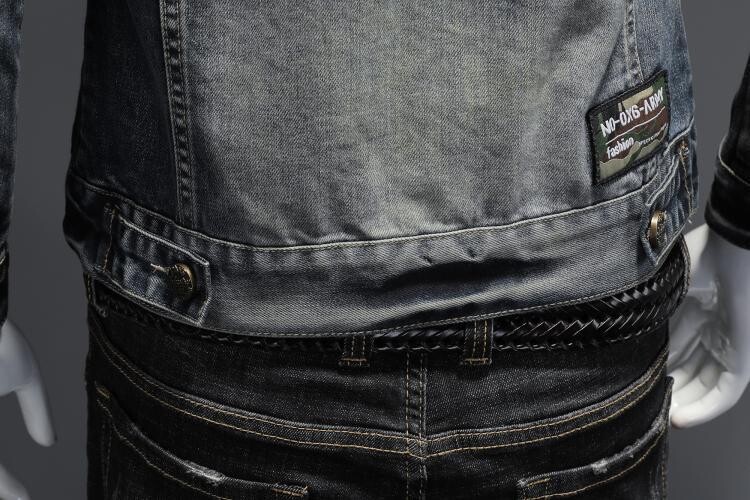 2024. g. Jauna vīriešu jaka Modes, ikdienišķa atloka, vīriešu džinsa jaka, retro stila, moderns, slaids motociklistu uzvalks, vīriešu apģērbs