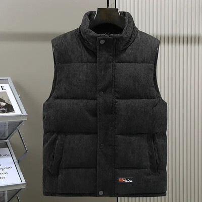 Jauna ziemas modes vilnas veste vīriešu kokvilnas polsterētas vestes mēteļi vīriešu veste bez piedurknēm jakas Siltas vestes apģērbs Plus S-6XL