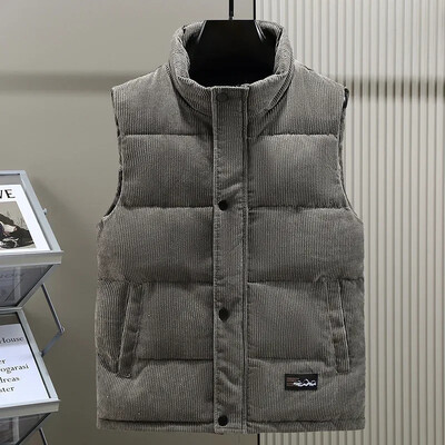 Jauna ziemas modes vilnas veste vīriešu kokvilnas polsterētas vestes mēteļi vīriešu veste bez piedurknēm jakas Siltas vestes apģērbs Plus S-6XL