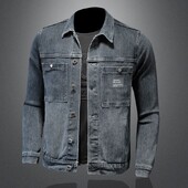 Nova muška traper jakna Modna ulična trendi široka ležerna muška odjeća Ulična zgodna muška motociklistička jakna na rever