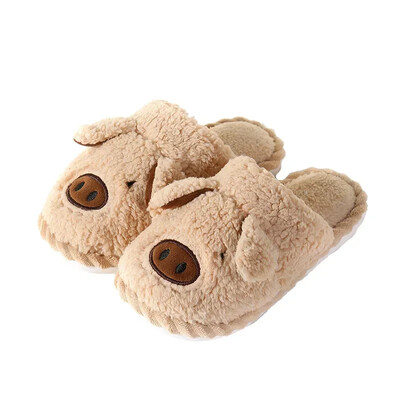 Sieviete Ziemas kokvilnas čības Jauna piegriezuma Jauki Cūkas mākslīgās kažokādas siltie slaidi Plīša čības Pāri Mīksta zole iekštelpu pūkainas čības56