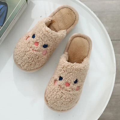 Sieviete Ziemas kokvilnas čības Jauna piegriezuma Jauki Cūkas mākslīgās kažokādas siltie slaidi Plīša čības Pāri Mīksta zole iekštelpu pūkainas čības56