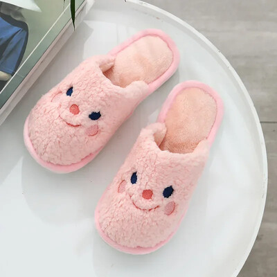 Sieviete Ziemas kokvilnas čības Jauna piegriezuma Jauki Cūkas mākslīgās kažokādas siltie slaidi Plīša čības Pāri Mīksta zole iekštelpu pūkainas čības56