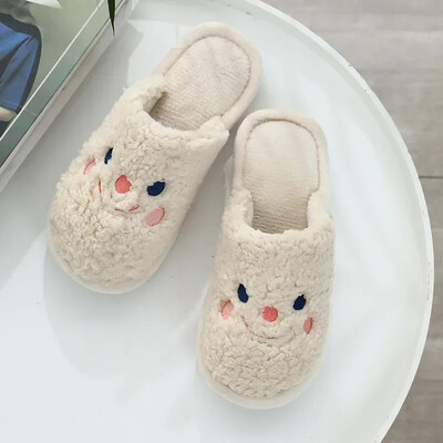 Sieviete Ziemas kokvilnas čības Jauna piegriezuma Jauki Cūkas mākslīgās kažokādas siltie slaidi Plīša čības Pāri Mīksta zole iekštelpu pūkainas čības56