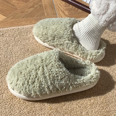 Bavlnené papuče 2023 Nové plyšové pantuflasy pre ženy Jeseň Zima Domov Protišmykové teplé ploché šľapky Domáce topánky Vnútorné kožušinové papuče