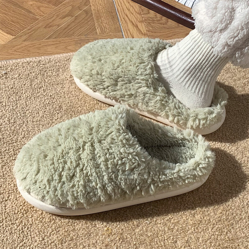 Bavlnené papuče 2023 Nové plyšové pantuflasy pre ženy Jeseň Zima Domov Protišmykové teplé ploché šľapky Domáce topánky Vnútorné kožušinové papuče