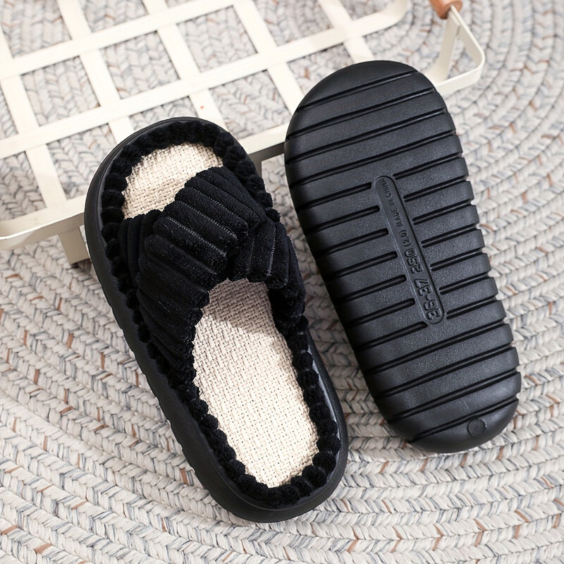 Nove, jednobojne, ležerne, s debelim potplatom, papuče s ručnicima s otvorenim prstima, ženske velike veličine, jedna riječ, plišane pamučne platforme, kućne klompe