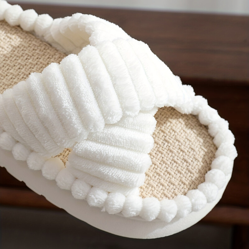 Nove, jednobojne, ležerne, s debelim potplatom, papuče s ručnicima s otvorenim prstima, ženske velike veličine, jedna riječ, plišane pamučne platforme, kućne klompe