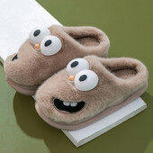 Desene animat nou, iarnă, cu talpă moale, pentru bărbați, podea de interior, cu platformă anti-alunecare, papuci de pluș, papuci de casă, casual, din bumbac