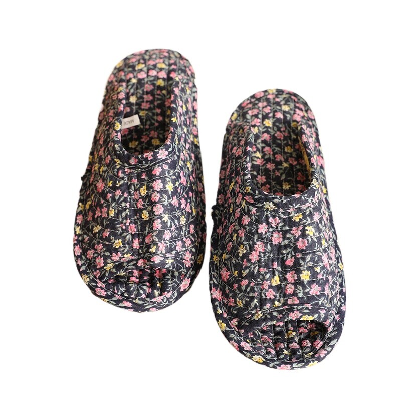 1 Pair Vieglas, ar ziediem apdrukātas iekštelpu grīdas kurpes Mājas čības Neslīdošas kokvilnas plakanas kurpes Modes, mīkstas, augstas kvalitātes