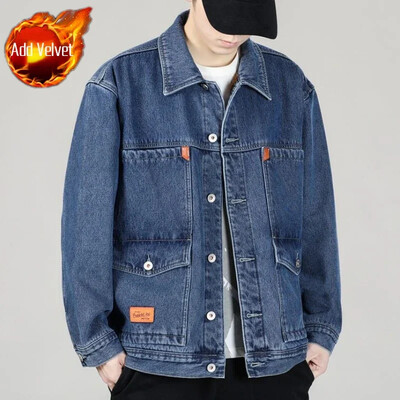 Traper jakne Muška vuna s ovčjim trapericama Kaput Kaput crna široka ramena Podstavljena topla podstava za muškarce Opuštene velike veličine L Y2k Rock