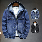 Μοντέρνο ανδρικό τζιν μπουφάν 2024 Spring Street Style Αντιανεμικό μπουφάν με κουκούλα Casual Scene Άλλο υλικό κανονικού μήκους