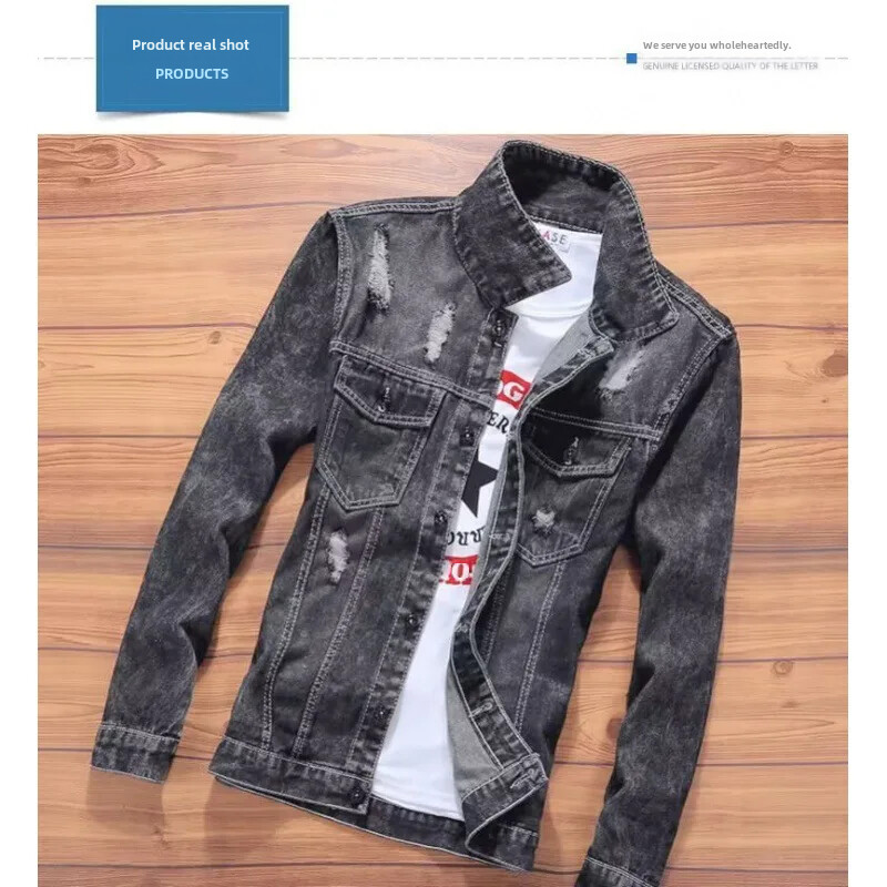 Trendi farmer dzseki férfiaknak tavaszi ősz új stílusú karcsúsított alkalmi vintage kabát koreai változat kisimítja a sziluettjét