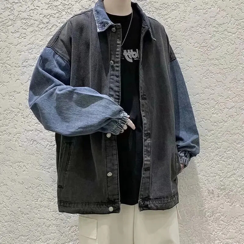Σκούρο τζιν μπουφάν για άντρες Μοντέρνα χαλαρή εφαρμογή casual ρούχα Άνοιξη φθινόπωρο Ins Style Hong Kong Style Jacket Χονδρική
