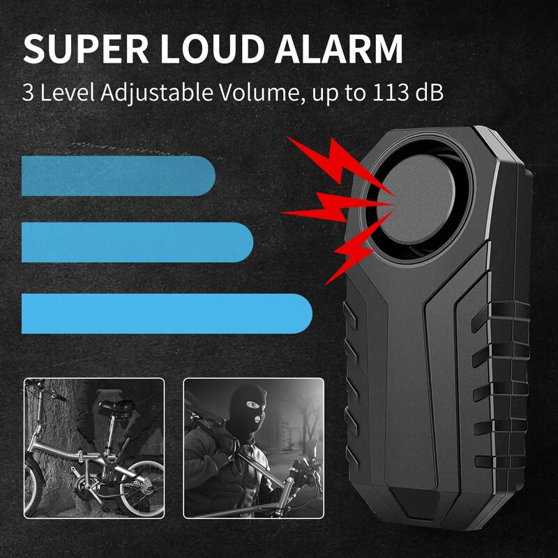 113dB protuprovalni alarm za bicikle i motocikle, bežični sigurnosni senzor vibracija, vodootporan električni alarm za bicikle s daljinskim upravljačem
