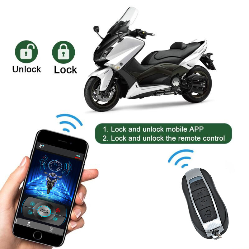 Motociklo įsilaužimo signalizacija Išmanusis telefonas APP Valdymas Nuotolinis paleidimas Užraktas Atrakinimas Vibracijos įspėjimas Apsaugos nuo vagystės
