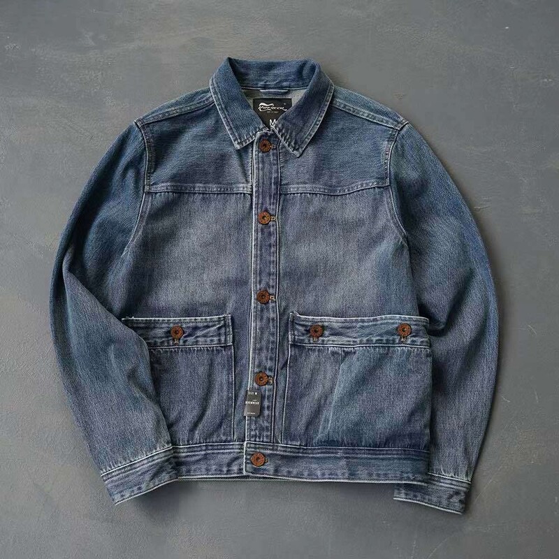 CC Shop Top.Jachetă clasică de denim casual.Pleton scurt de epocă albastru.fashion mens 100% bumbac.Haine retro de lucru.