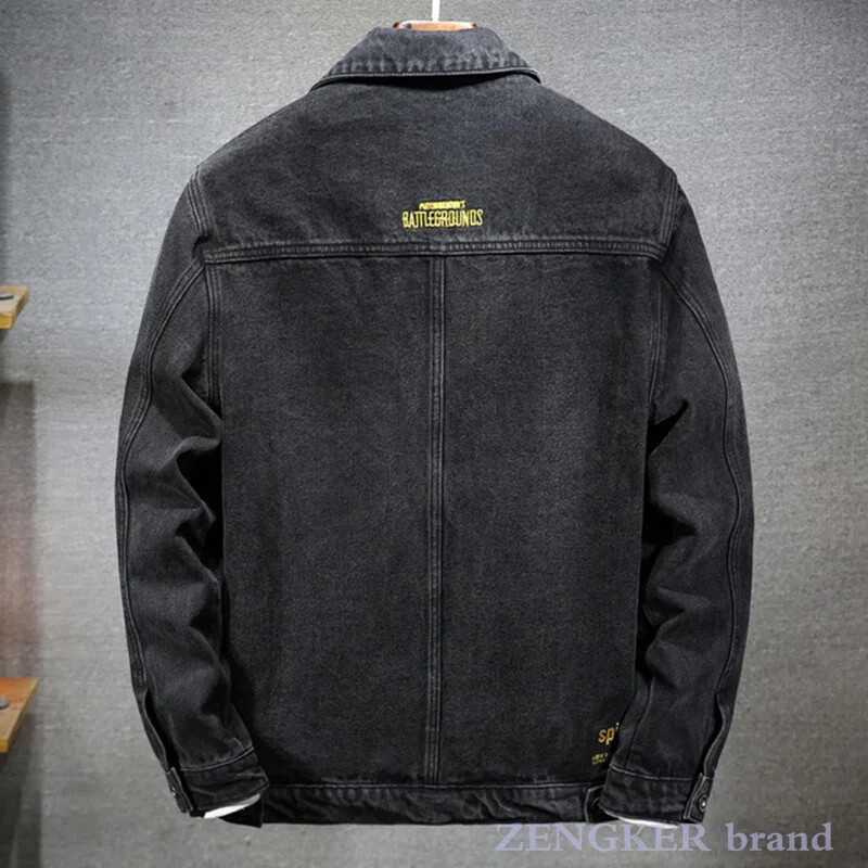 Rudens džinsa jaka vīriešu lielā izmēra brīvi topi lielizmēra vīriešu jakas melna kleita plūdmaiņas vīriešu modes apģērbu tendences 5XL 6XL 7XL