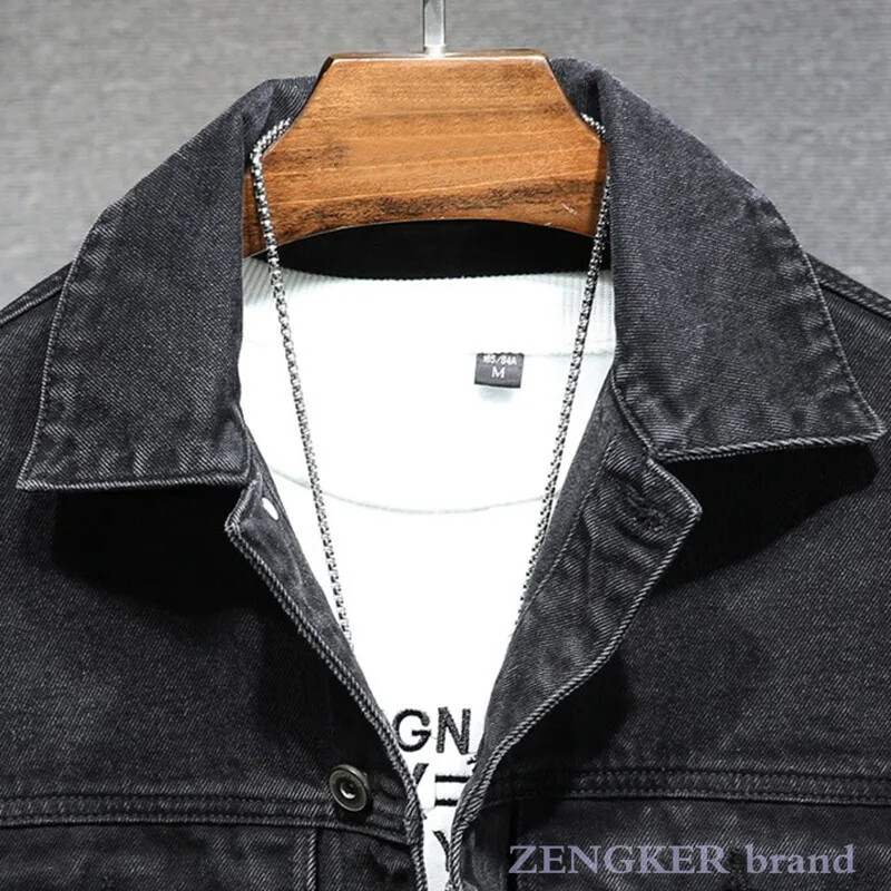 Rudens džinsa jaka vīriešu lielā izmēra brīvi topi lielizmēra vīriešu jakas melna kleita plūdmaiņas vīriešu modes apģērbu tendences 5XL 6XL 7XL