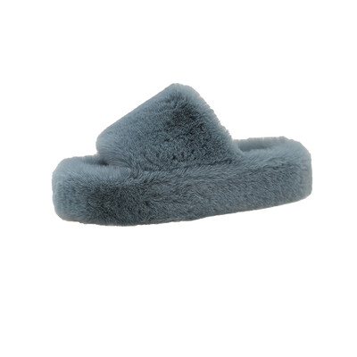 Ziemas sieviete pūkainas mākslīgās kažokādas čības Luksusa pūkains plīša māja, mīksta, izplūdusi platforma, apavi, plakani, ikdienišķi dāmu slaidi, apaļi pirksti