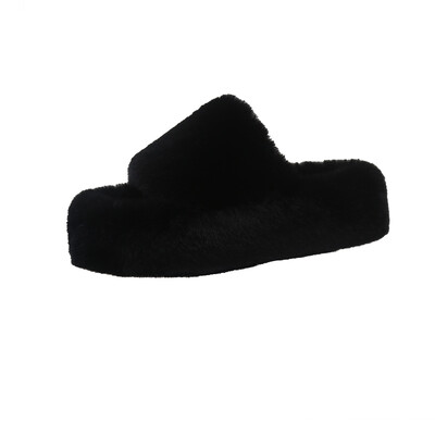 Ziemas sieviete pūkainas mākslīgās kažokādas čības Luksusa pūkains plīša māja, mīksta, izplūdusi platforma, apavi, plakani, ikdienišķi dāmu slaidi, apaļi pirksti