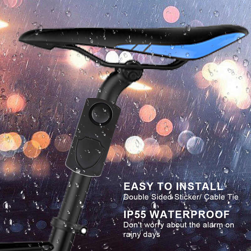 Ūdensizturīgs motocikla trauksmes signāls 113dB tālvadības pults bezvadu pret pazaudēšanas brīdinājuma trauksmes sensors Velosipēda signalizācijas drošības aizsardzība