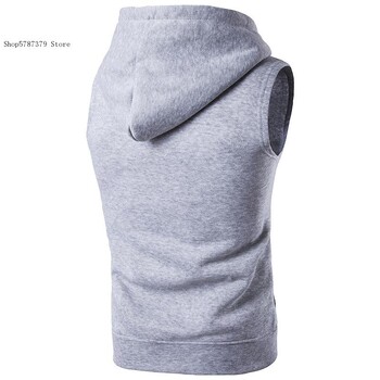 Ανδρικό casual hoodie με αμάνικο αθλητικό πουκάμισο με φερμουάρ, βαμβακερό γιλέκο άνοιξη/καλοκαίρι/φθινόπωρο