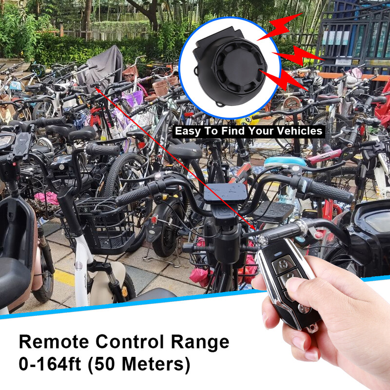 120 dB vandeniui atspari apsaugos nuo vagystės signalizacija, skirta dviračio motociklo USB-C įkrovimui nuotolinio valdymo pulto signalizacija, vibracijos judesio jutiklio signalizacija