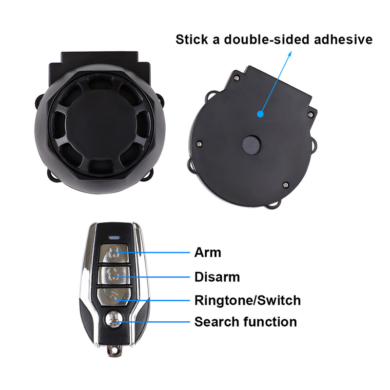 120 dB vandeniui atspari apsaugos nuo vagystės signalizacija, skirta dviračio motociklo USB-C įkrovimui nuotolinio valdymo pulto signalizacija, vibracijos judesio jutiklio signalizacija