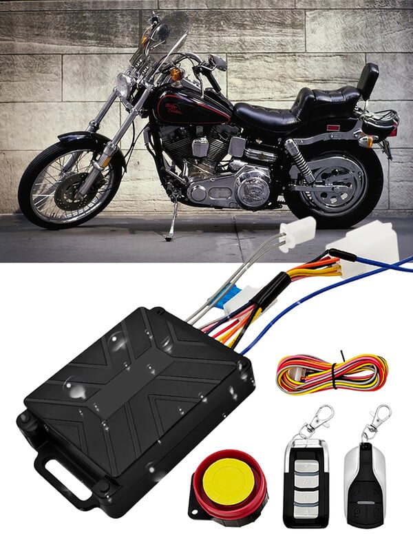 Motocikla signalizācijas sistēma 12V 125dB pretaizdzīšanas vienvirziena signalizācijas sistēma ar tālvadības dzinēja iedarbināšanu motocikla motorolleram ar 2 tālvadības pultīm