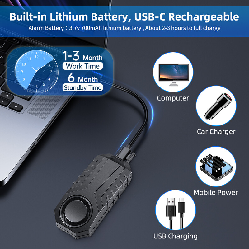 Anchtek USB uzlādējams motociklu motociklu signalizācija bezvadu signalizācija Moto vibrācijas sensora brīdinājuma sistēma āra drošības aizsardzība