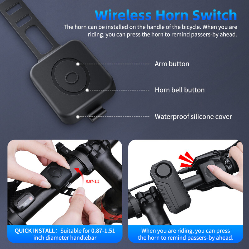 Anchtek USB uzlādējams motociklu motociklu signalizācija bezvadu signalizācija Moto vibrācijas sensora brīdinājuma sistēma āra drošības aizsardzība