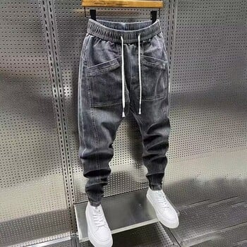 Мода 2024 Нови пролетни есенни свободни мъжки дънки с шнурове Polar Big Boy Jeans Denim Jeans Ежедневни панталони с еластична талия Yk2 Streetwear