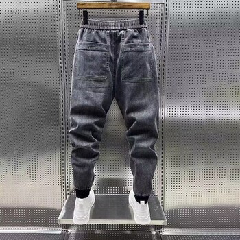 Мода 2024 Нови пролетни есенни свободни мъжки дънки с шнурове Polar Big Boy Jeans Denim Jeans Ежедневни панталони с еластична талия Yk2 Streetwear