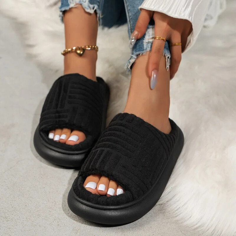 Sieviešu 2024. gada pavasara un rudens dvieļu raksts, bieza zole mājās, modes pretslīdes dvieļu zole, ārējās čības, sandales ārā