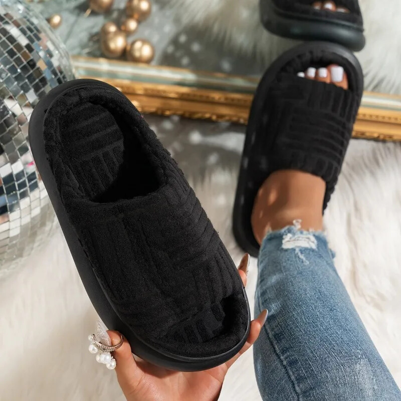 Sieviešu 2024. gada pavasara un rudens dvieļu raksts, bieza zole mājās, modes pretslīdes dvieļu zole, ārējās čības, sandales ārā