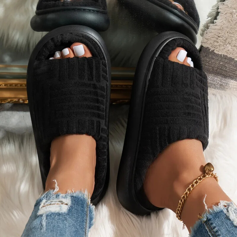 Sieviešu 2024. gada pavasara un rudens dvieļu raksts, bieza zole mājās, modes pretslīdes dvieļu zole, ārējās čības, sandales ārā