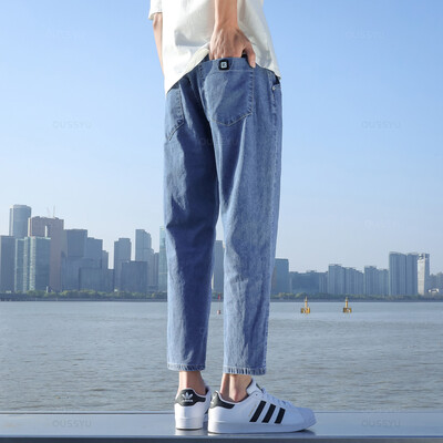 2024 Νέο ανδρικό Stretch τζιν τζιν ανοιχτό μπλε μόδας casual βαμβακερό τζιν παντελόνι κορεατικό παντελόνι ανδρικό ύφασμα