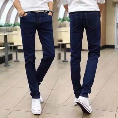 Mood Meeste Slim Fit Denim Pliiatspüksid Kvaliteetsed Must Valge Kitsad Stretch Teksad Meeste High Street Teksad Four Season