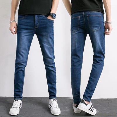 Mood Meeste Slim Fit Denim Pliiatspüksid Kvaliteetsed Must Valge Kitsad Stretch Teksad Meeste High Street Teksad Four Season