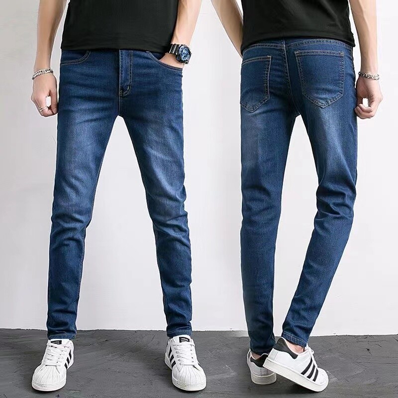Moda bărbați slim fit denim pantaloni creion de înaltă calitate, negru alb, blugi skinny stretch blugi bărbați High Street, patru sezoane
