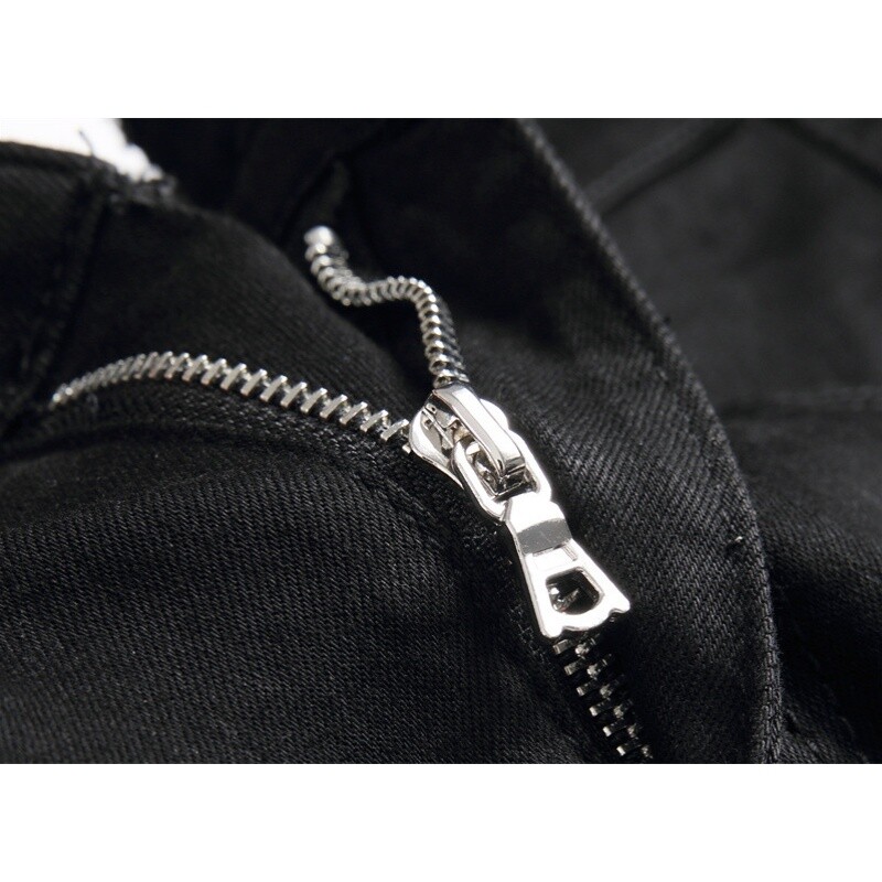 Eiropas džinsi ar nomāktiem ielāpiem, melni, moderni elastīgi slaidi legingi, personalizētas vīriešu bikses