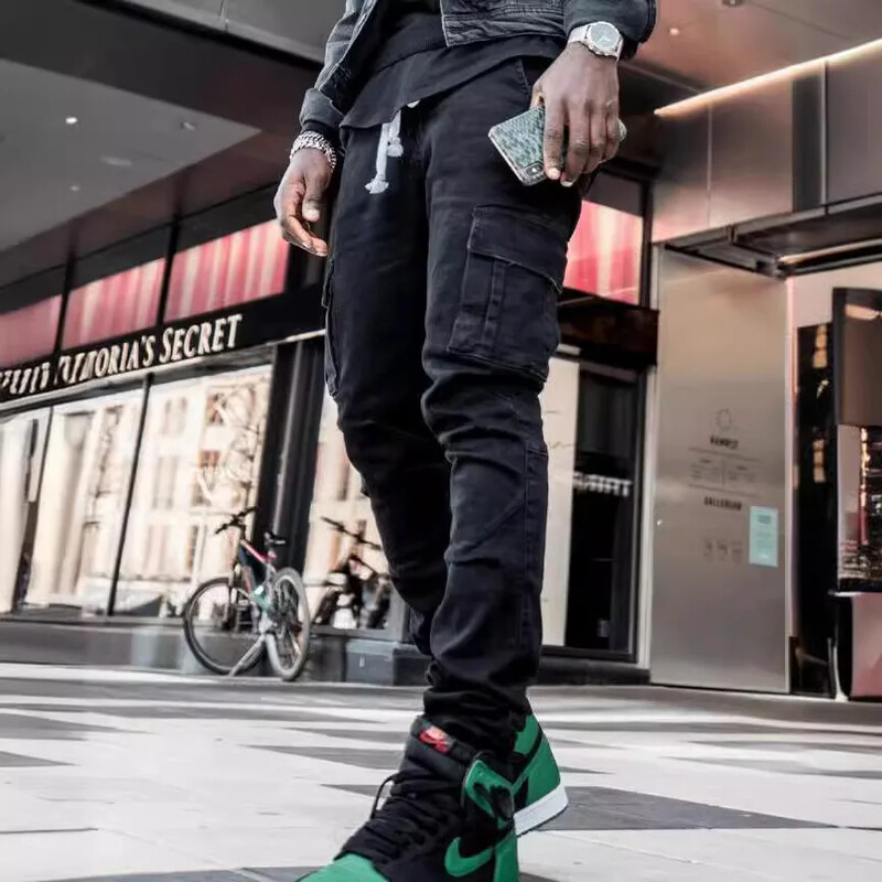 Vienkrāsaini Modes Vīriešu Ikdienas Bikses Stretch Džinsi Šauri darba bikses Vīriešu Mazgāt Slim Fit Džinsiem ar rāvējslēdzēju Vīriešu apģērbi