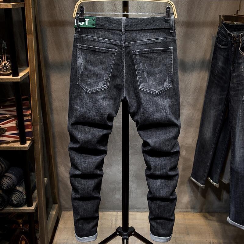 Ulična odjeća Hip-hop Luksuzni korejski stil Muški uski izvezeni ležerni traper traperice Proljetna i jesenska moda duge muške hlače