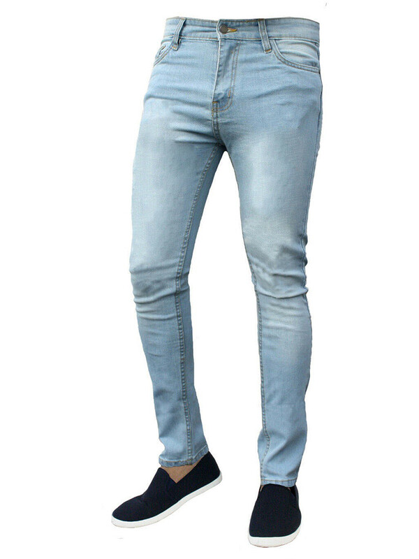 Pantaloni de blugi subțiri în stil clasic de înaltă calitate pentru bărbați Pantaloni de stradă Pantaloni de denim stretch pentru bărbați Pantaloni creion skinny albastru deschis
