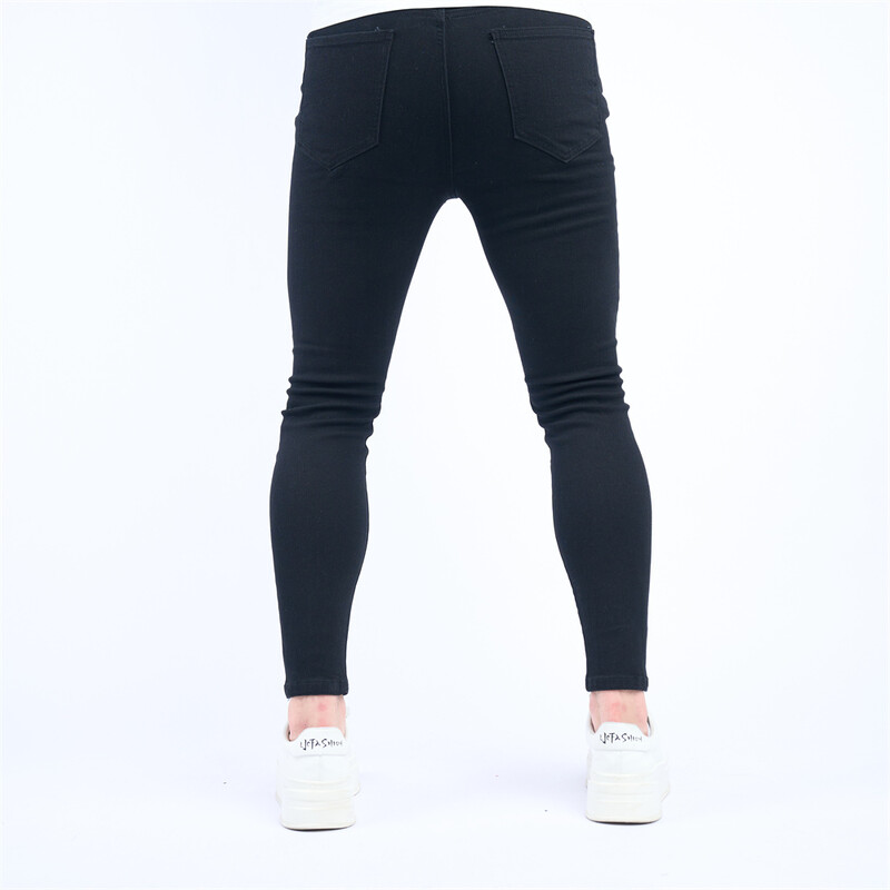 Nou, elegant, stil simplu, solid, bărbați, negri, slim fit, blugi, pantaloni, pantaloni de stradă pentru bărbați, elastici